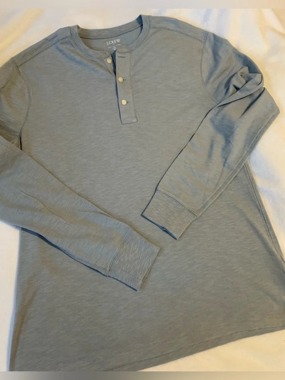 J CREW men’s size large blueish grey 100% cotton Henley shirt NWOT